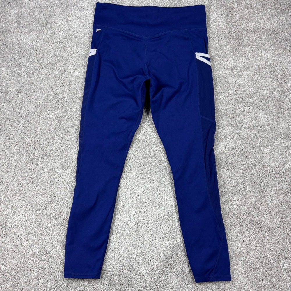 Fabletics Womens Royal Blue High Waisted Mesh Panel Side Pocket Leggings Size S